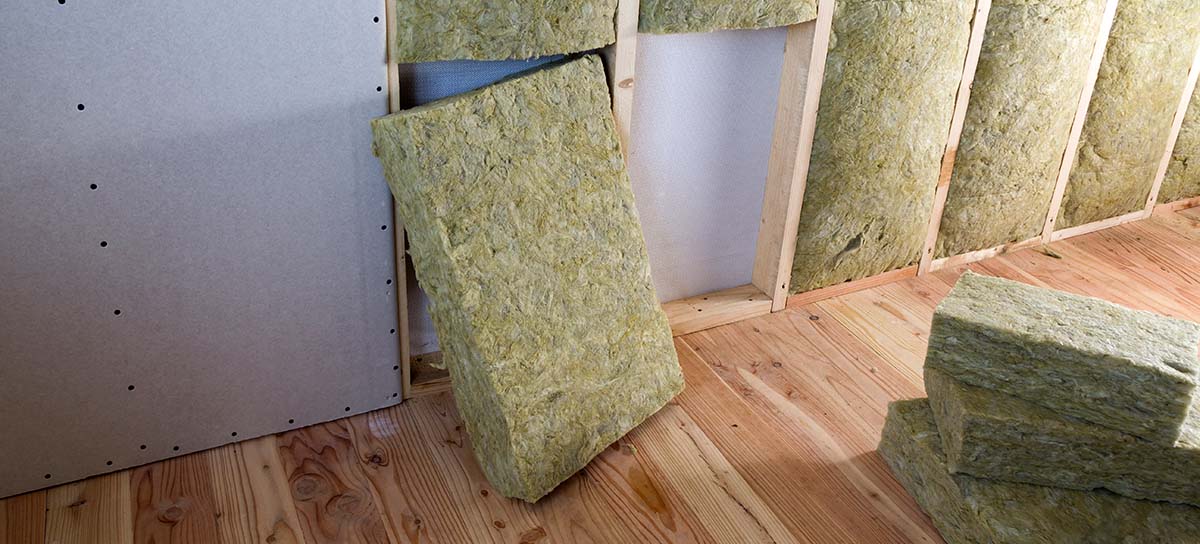 Drywall and fiberglass insulation